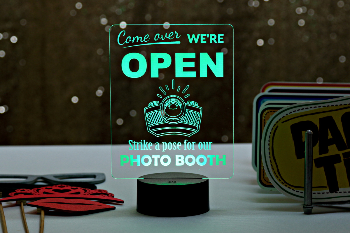 Come over We are open Photo Booth LED Sign